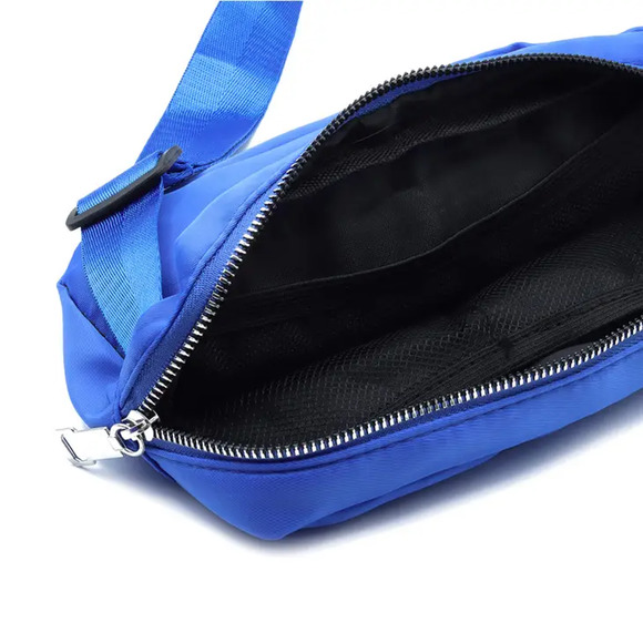 Nylon Rectangle Belt Bag Crossbody Sling Bag Silver Grey - Picture 2 of 2